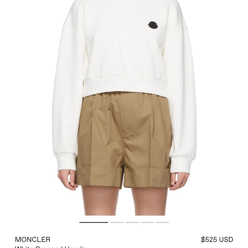 Moncler White Cropped Hoodie